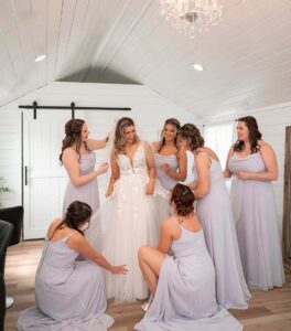 Bride and Bridesmaids Getting Ready for Wedding